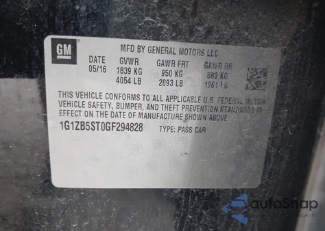 2016 Chevrolet Malibu Ls from USA, damaged, VIN 1G1ZB5ST0GF294828